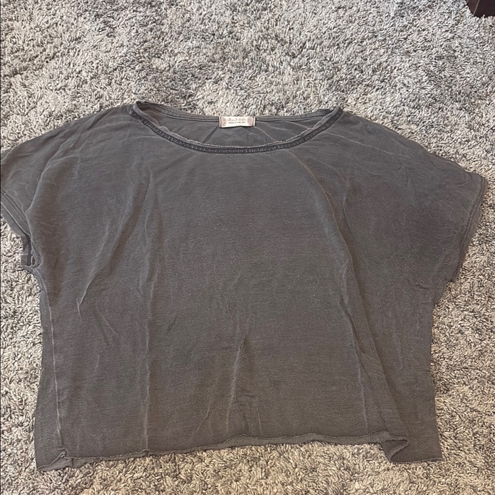 Altar'd State Gray Boxy Crew Neck Tee